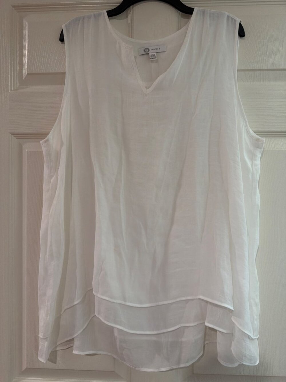 Cristina B Womens White Sleeveless Layered Tank Top XXL Viscose Blend